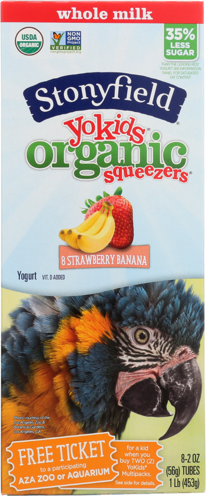 Picture of Stonyfield Organic KHFM00303158 1 lbs Yokids Organic Squeezers Strawberry Banana Yogurt