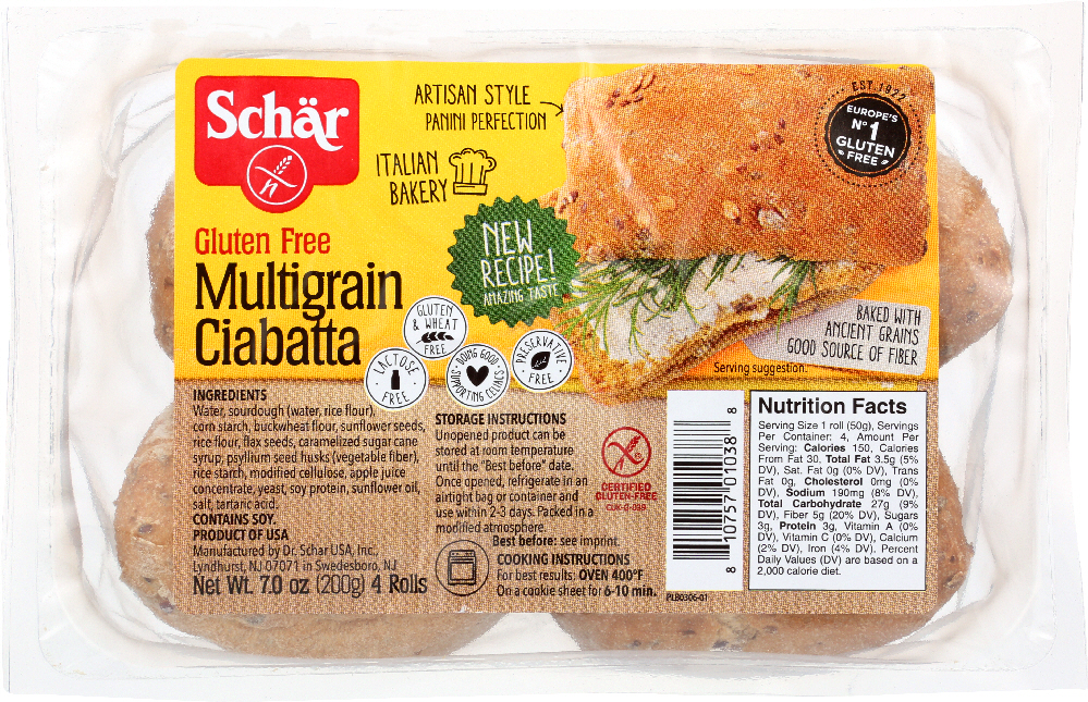 Picture of Schar KHLV00057499 7 oz Multigrain Ciabatta Bread