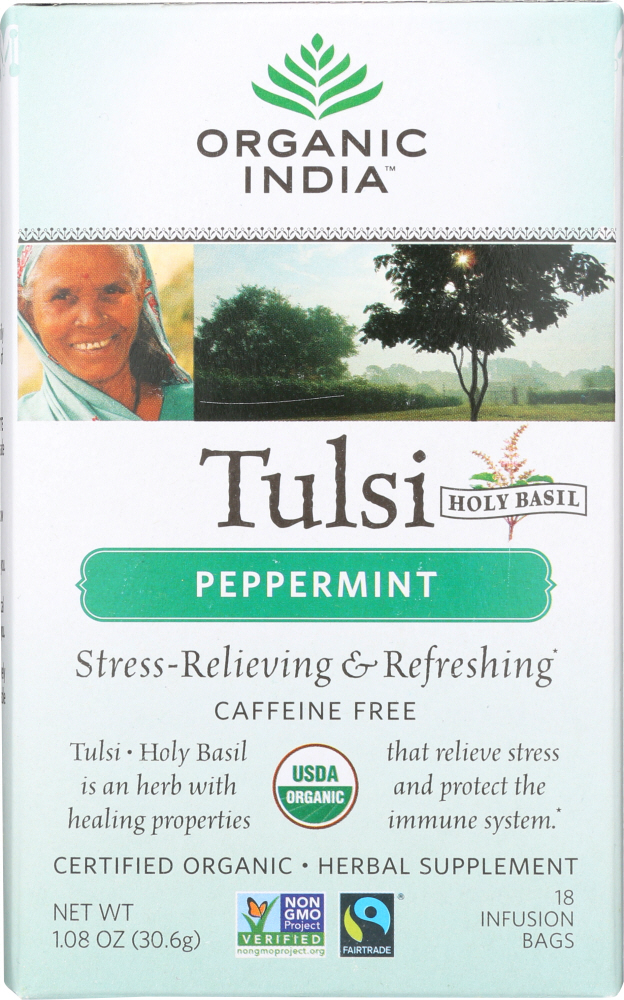 Picture of Organic India KHLV01184233 Tea Tulsi Peppermint - 18 Bag