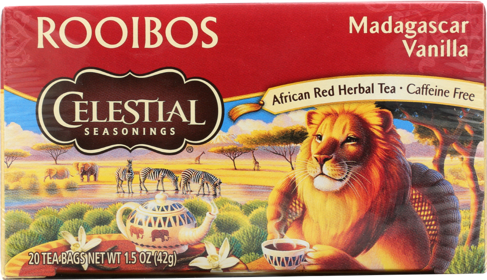 Picture of Celestial Seasonings KHFM00466615 1.5 oz African Rooibos Caffeine Free Madagascar Vanilla Red Tea - 20 Tea Bags