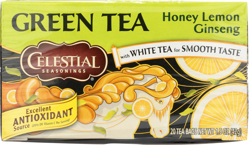 Picture of Celestial Seasonings KHFM00625582 1.5 oz Green Tea with White Honey Lemon Ginseng - 20 Tea Bags