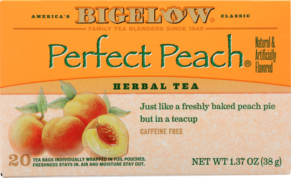 Picture of Bigelow KHFM00019550 Caffeine Free Perfect Peach Herbal Tea - 20 Tea Bags