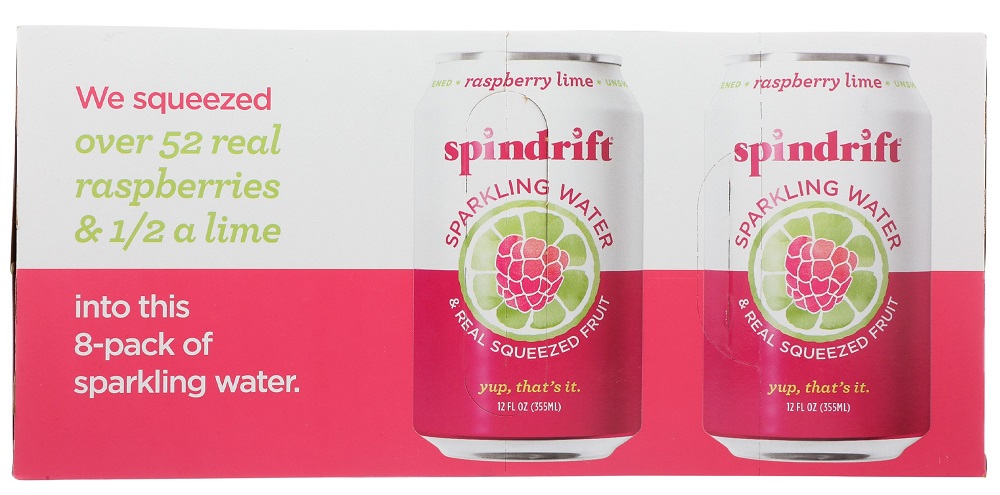 Picture of Spindrift KHLV00311707 96 fl oz Raspberry Lime Sparkling Water - Pack of 8