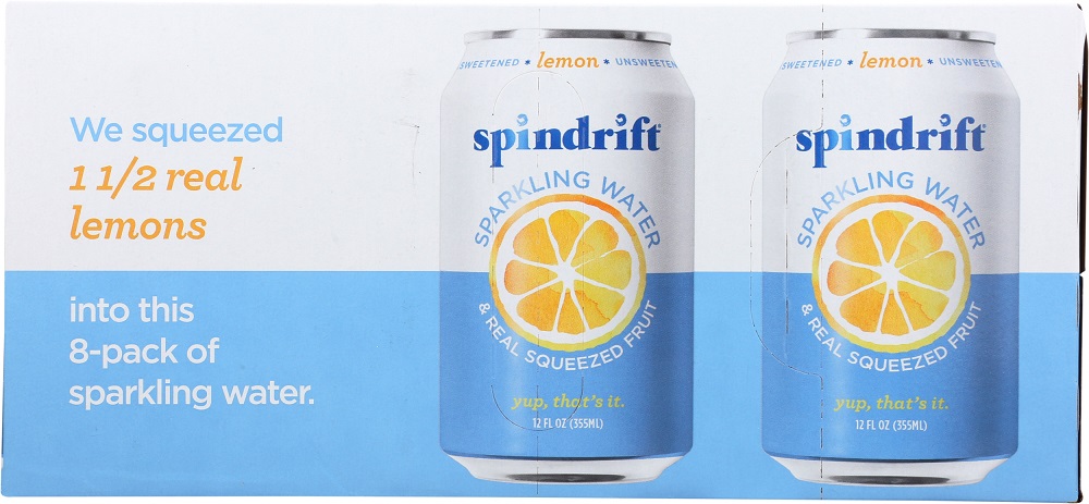 Picture of Spindrift KHLV00340825 96 fl oz Lemon Sparkling Water - Pack of 8