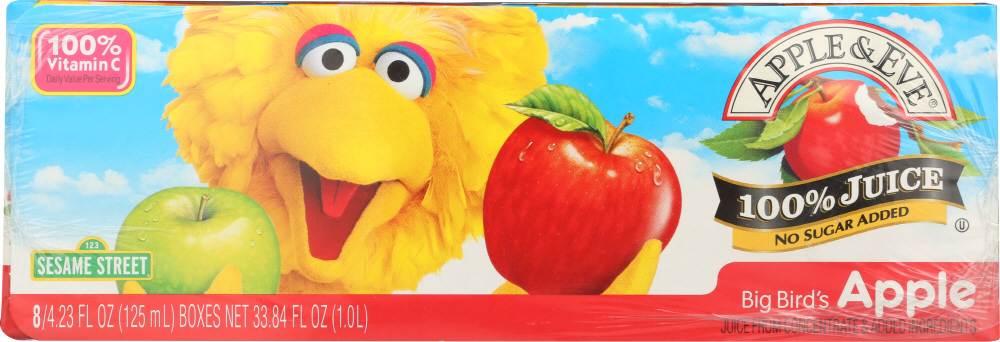 Picture of Apple & Eve KHLV00053647 125 ml Sesame Street Big Bird Apple Juice - Pack of 8
