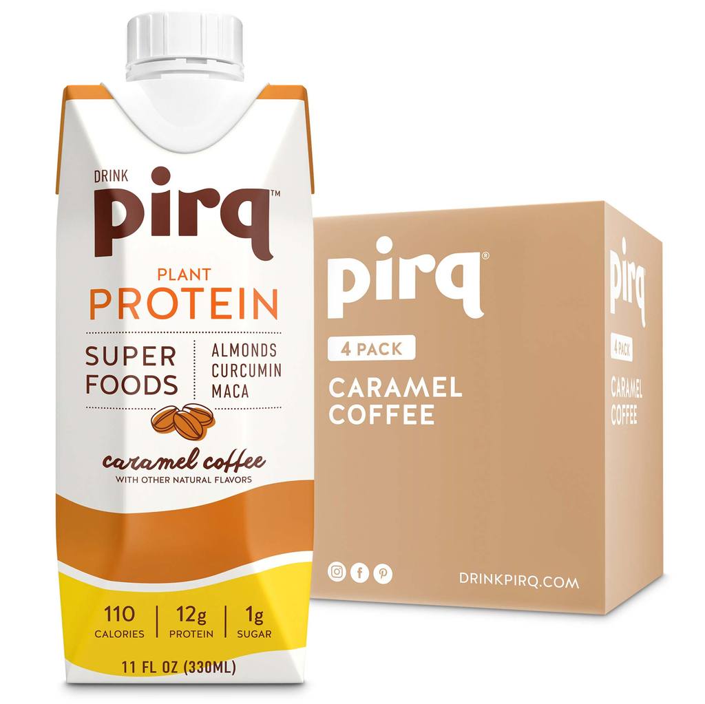 Picture of Pirq KHRM00379146 44 fl oz Caramel Coffee Plant Protein - Pack of 4