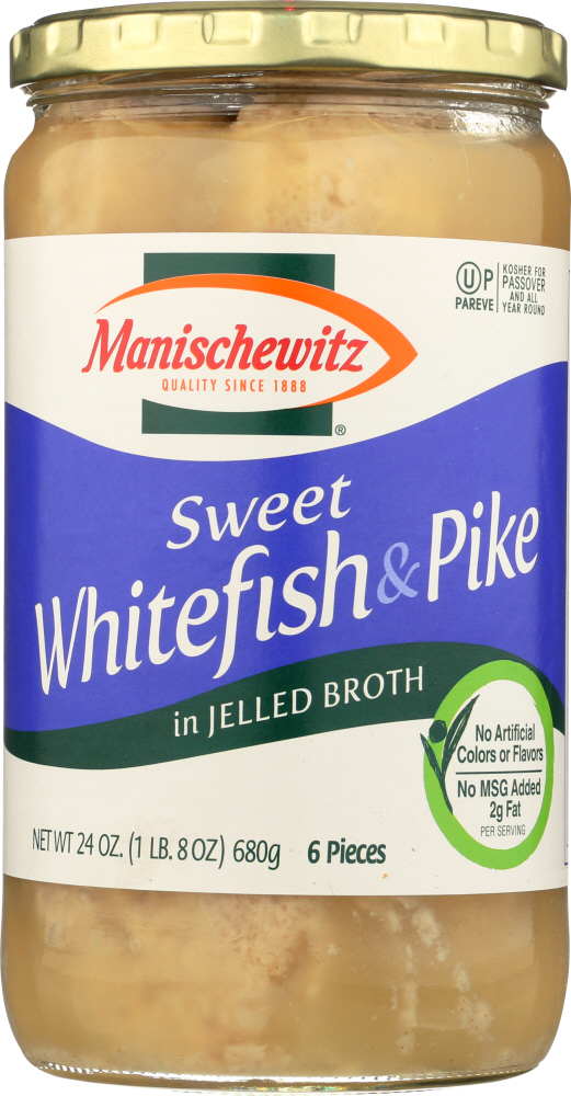 Picture of Manischewitz KHFM00032443 24 oz Sweet Whitefish & Pike in Jelled Broth
