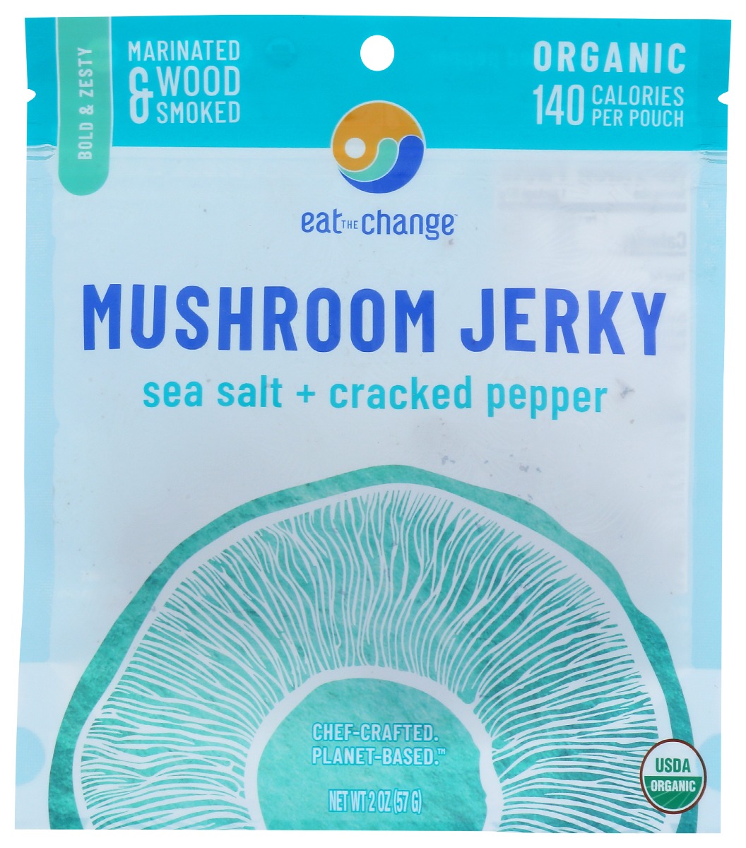 Picture of Eat the Change KHRM00374695 2 oz Sea Salt Cracked Pepper Mushroom Jerky