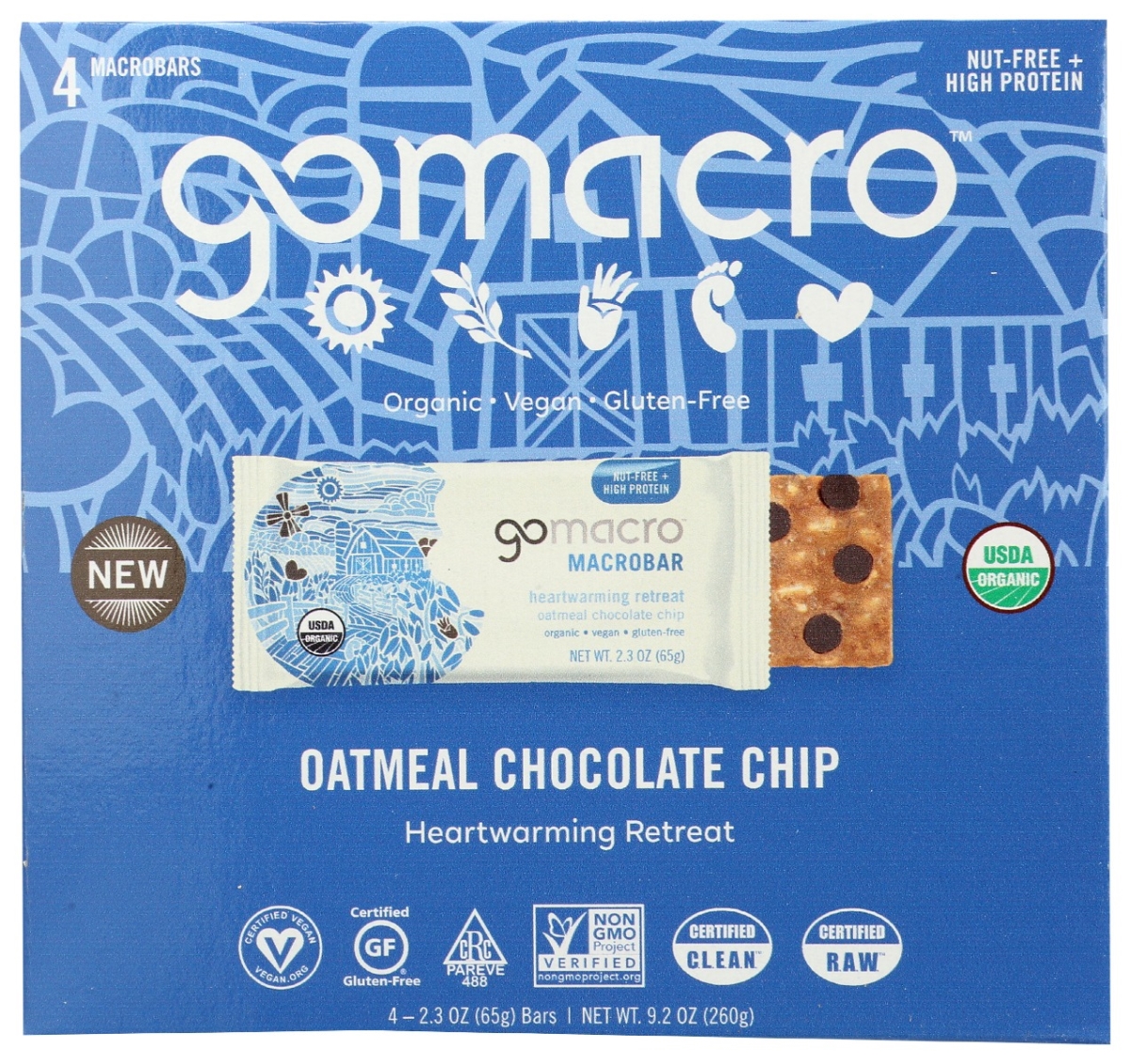 Picture of Gomacro KHRM00376197 9.2 oz Oatmeal, Chocolate Chip Bar - 4 Count