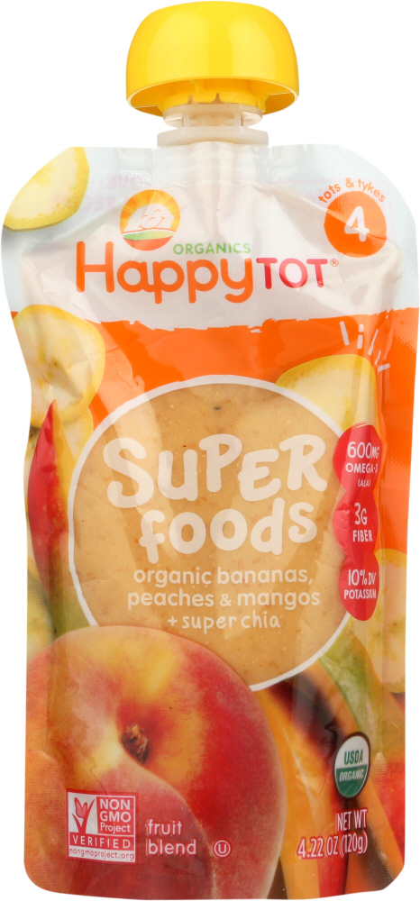 Picture of Happy Family Brands KHLV01422146 4.22 oz Happy Tot Superfoods Banana Mango & Peach Organic