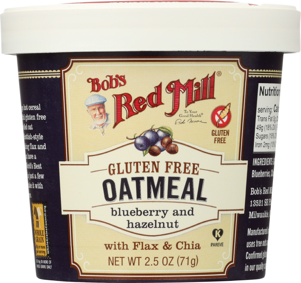 Picture of Bobs Red Mill KHFM00269874 2.5 oz Mill Gluten Free Oatmeal Cup Blueberry & Hazelnut with Flax & Chia