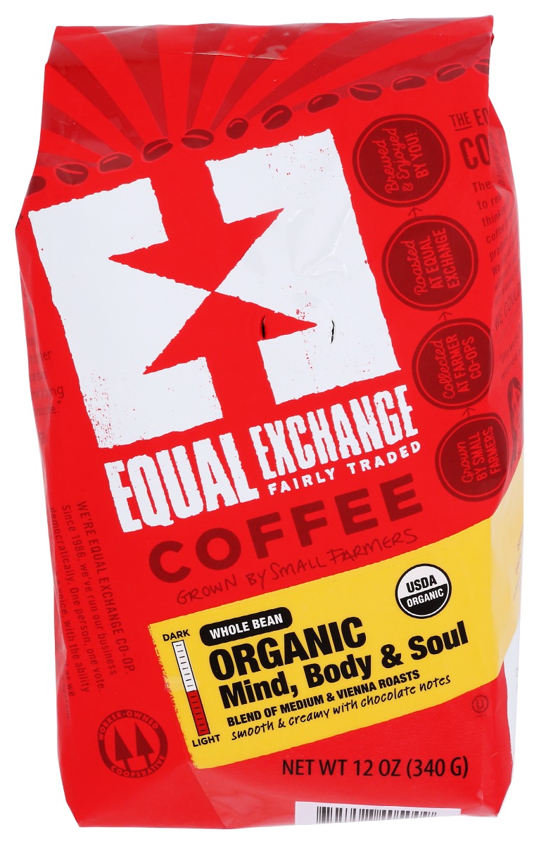 Picture of Equal Exchange KHRM00401615 12 oz Whole Bean Mind Body & Soul Organic Coffee