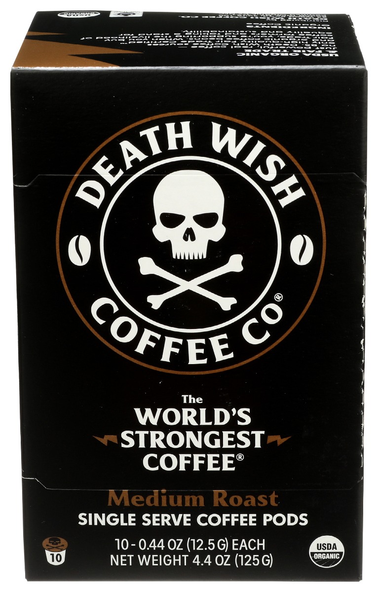 Picture of Death Wish Coffee KHRM00376567 Single Serve Medium Roast Coffee - 10 Cup