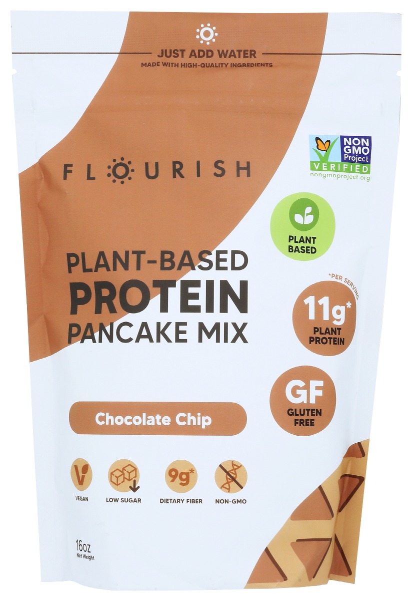 Picture of Flourish KHRM00380812 16 oz Chocoalte Chip Protein Pancake Mix