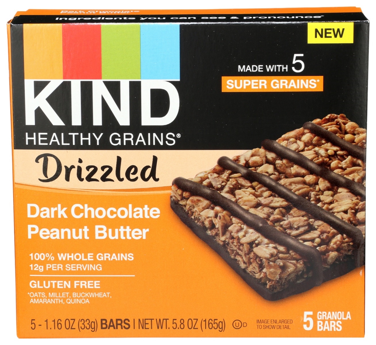 Picture of Kind KHRM00370369 5.8 oz Dark Chocolate Drizzled Peanut Butter Bar