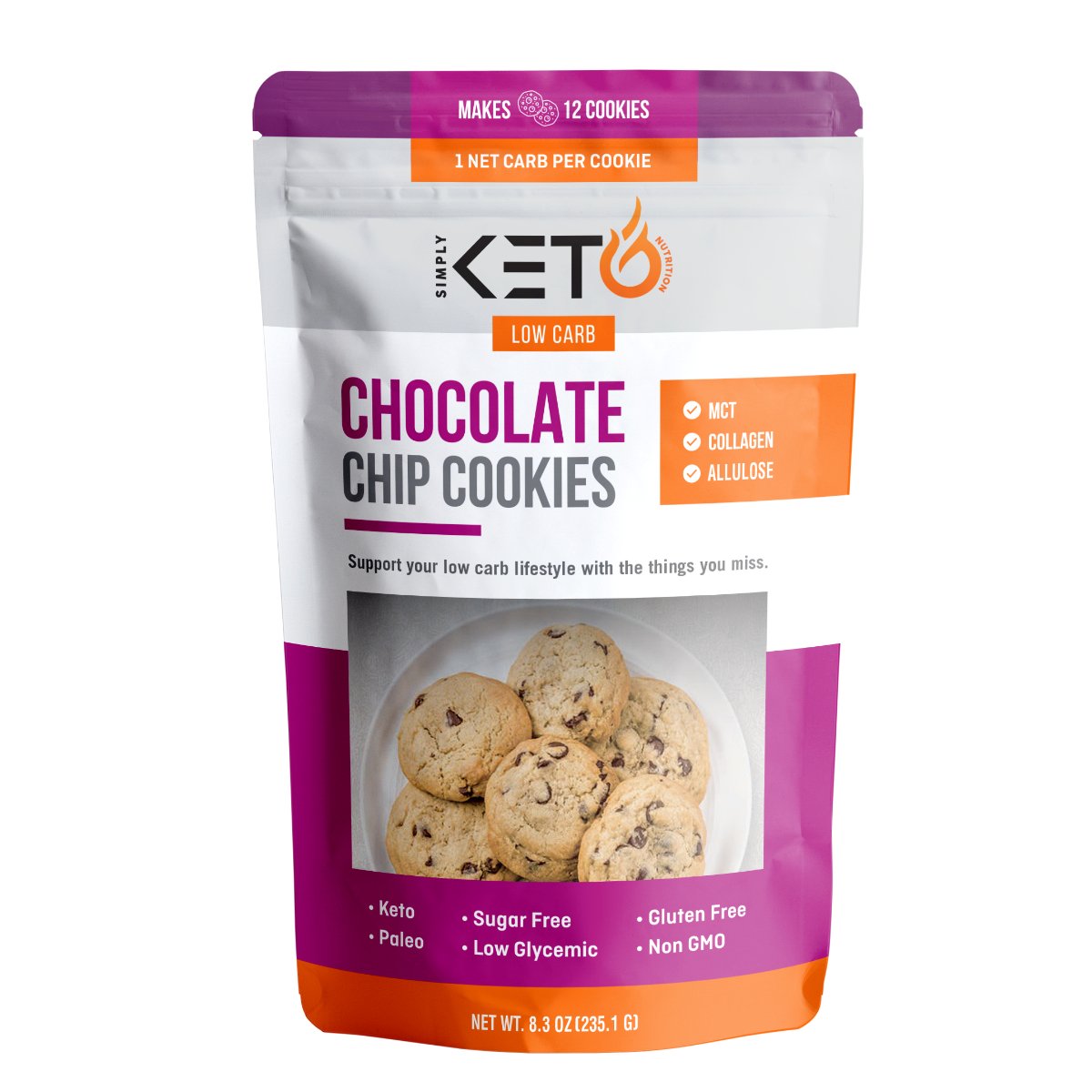 Picture of Simply Keto Nutrition KHRM00369584 8.3 oz Chocolate Chip Mix Cookie