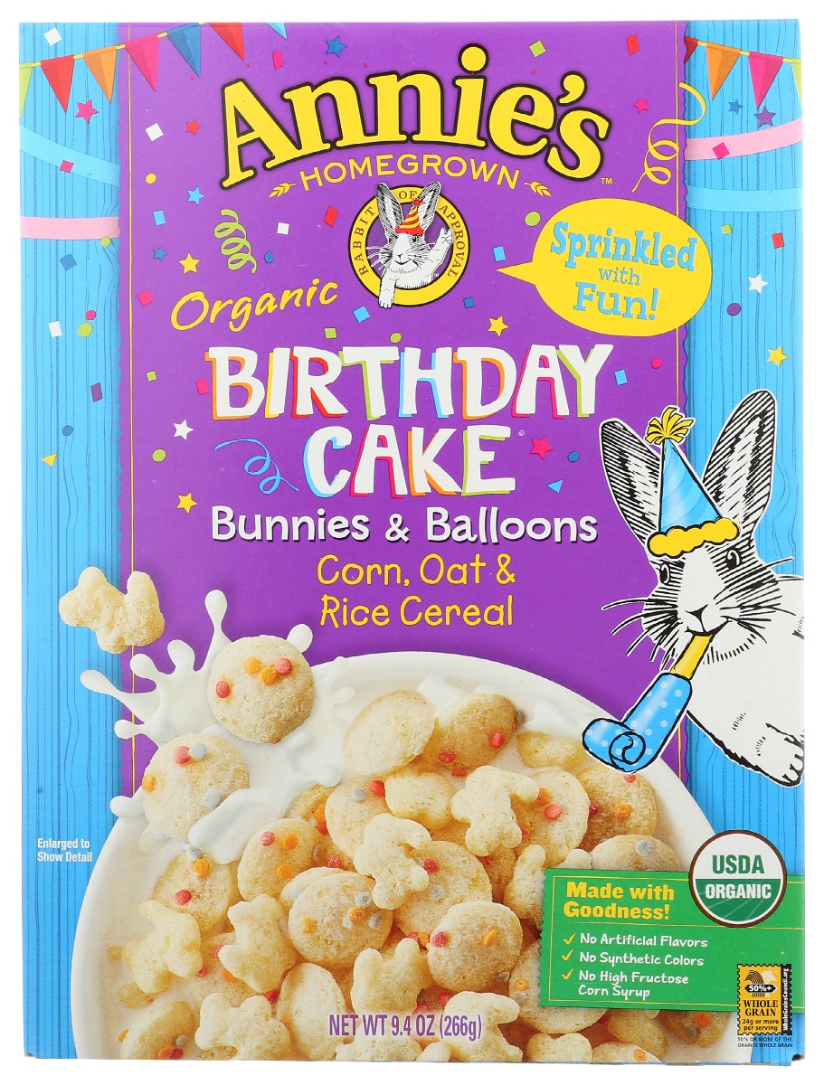 Picture of Annies Homegrown KHRM00375745 9.4 oz Birthday Cake Organic Cereal