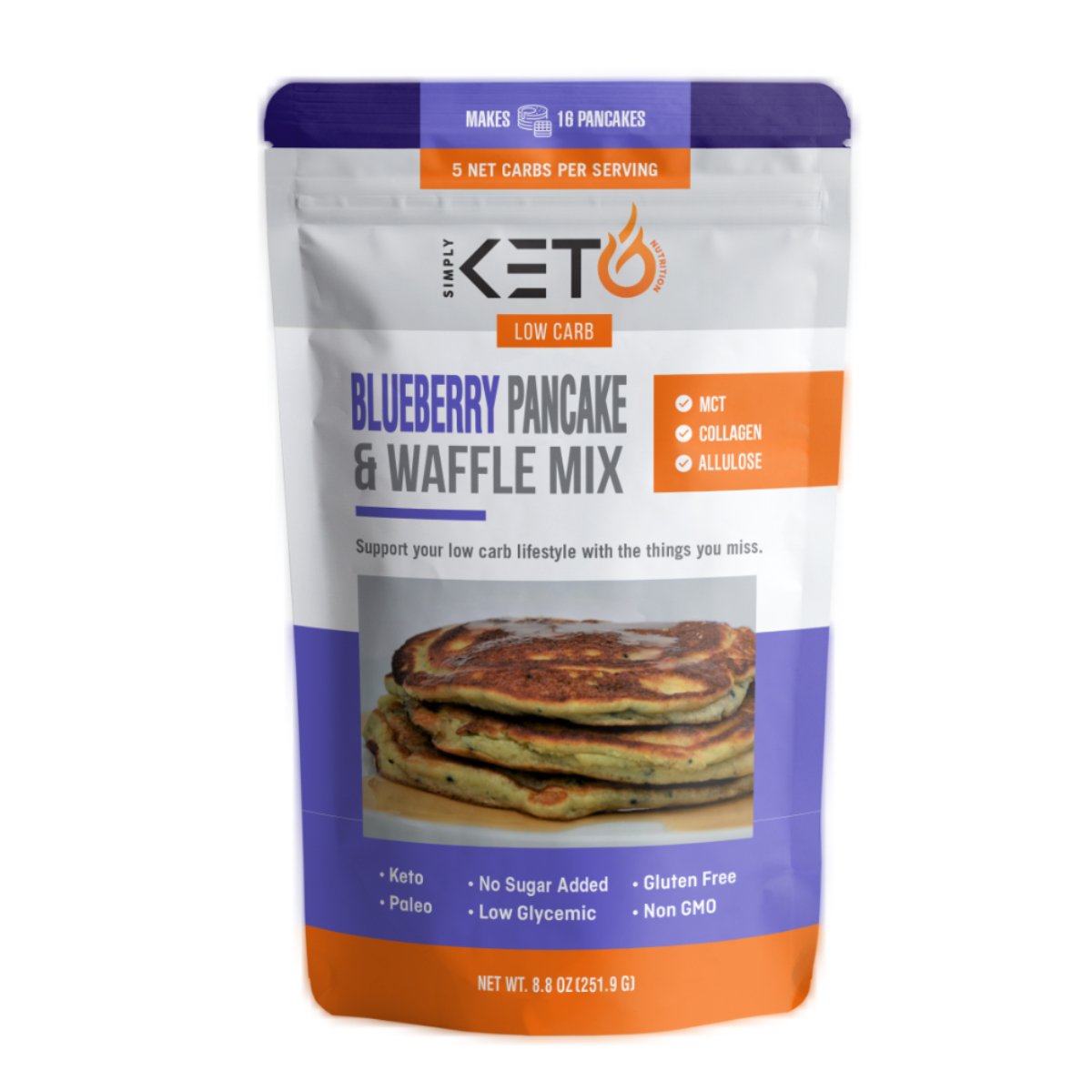 Picture of Simply Keto Nutrition KHRM00369589 8.8 oz Pancake Blueberry Mix