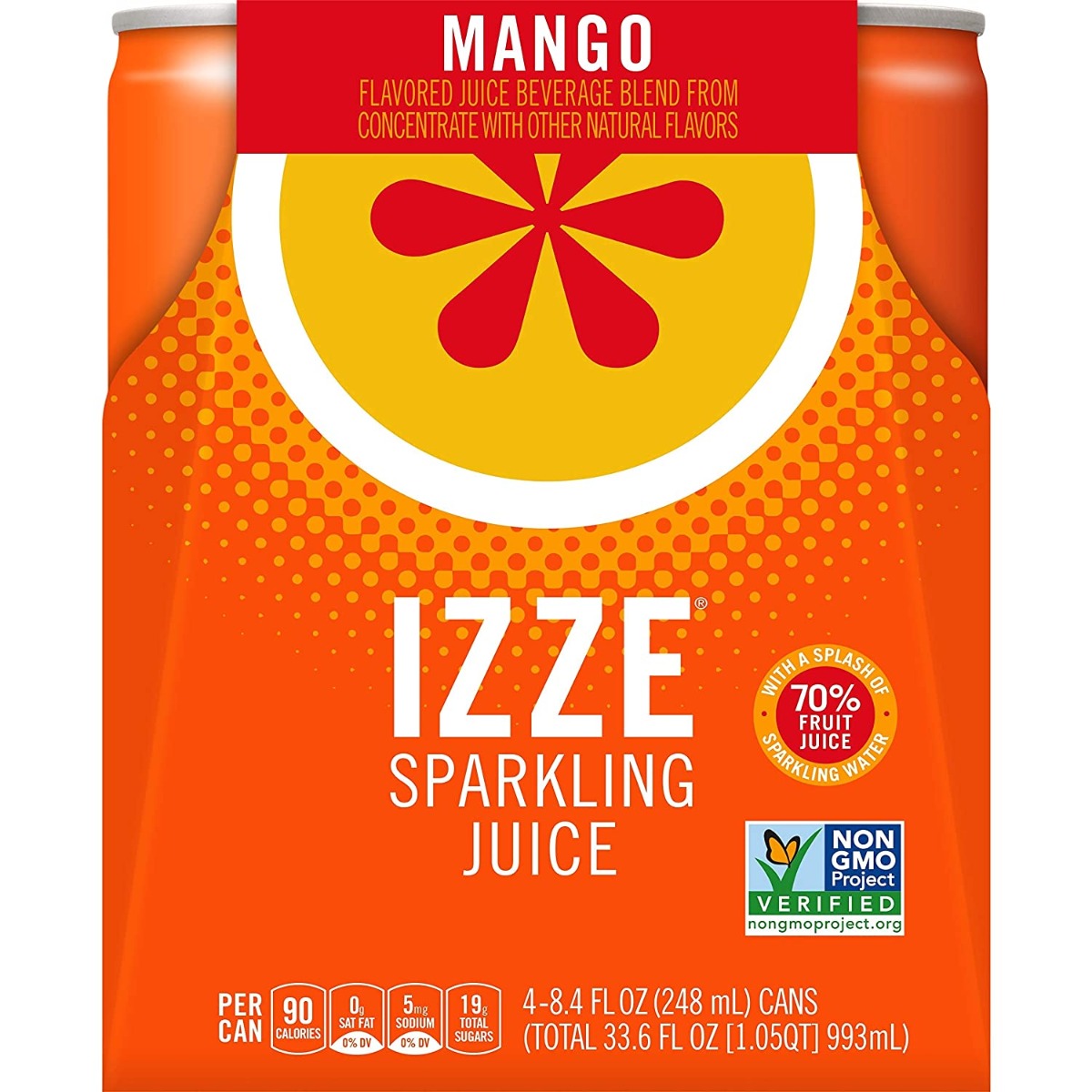 Picture of IZZE KHRM00380809 33.6 fl oz Sparkling Mango Juice - Pack of 4
