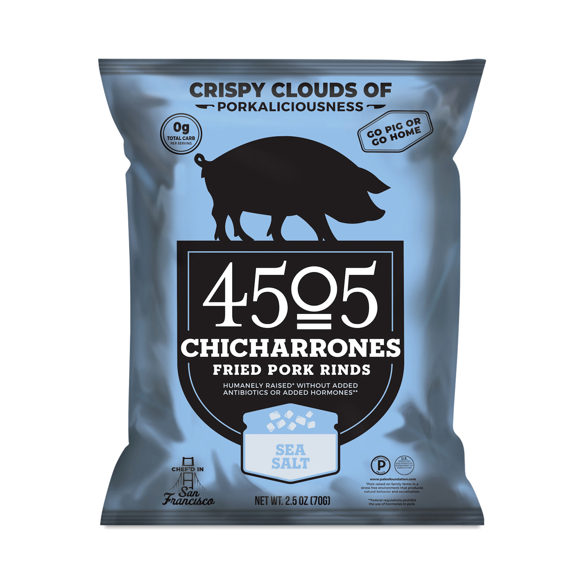 Picture of 4505 Meats KHRM00362498 2.5 oz Chicharrones Sea Salt Fried Pork Rinds