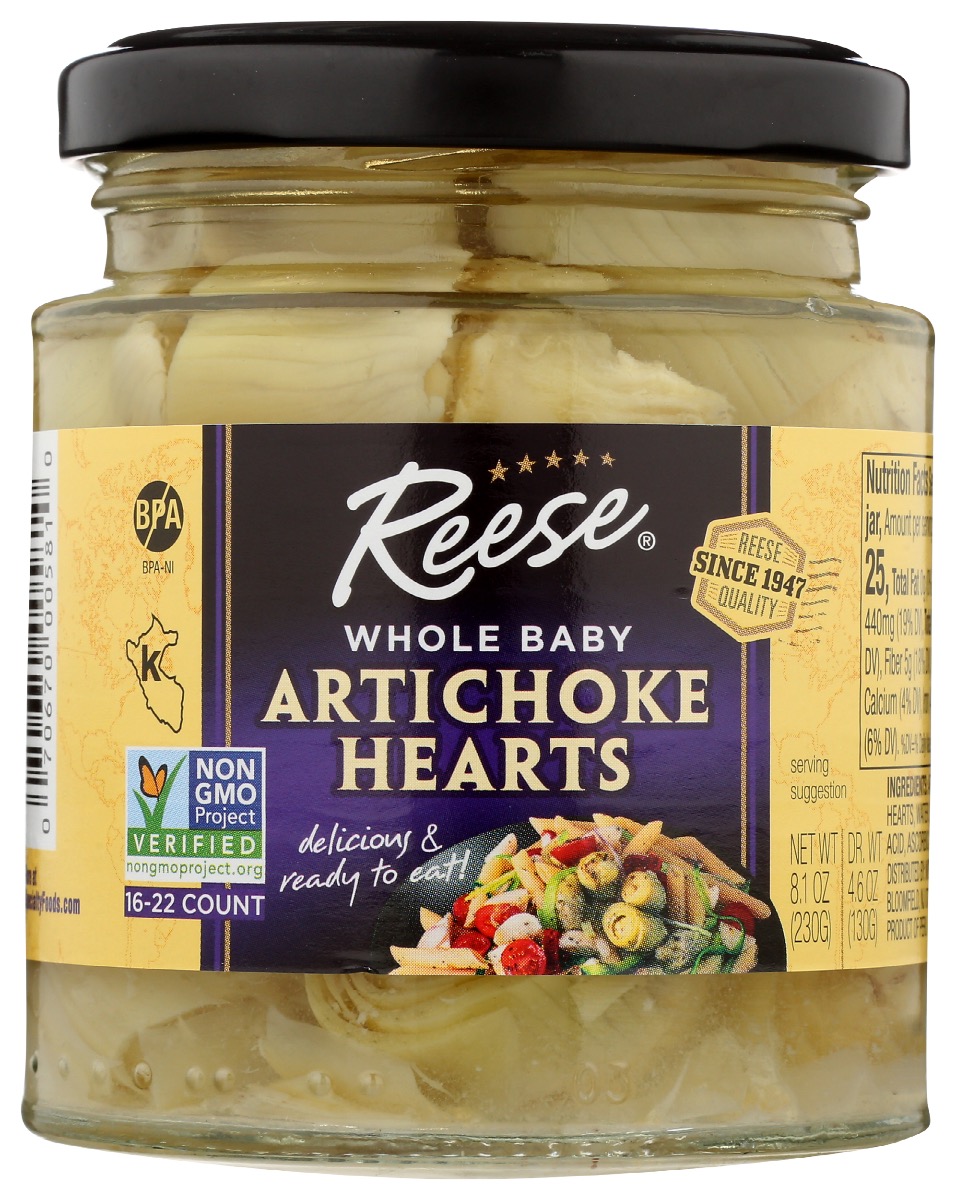 Picture of Reese KHRM00348580 8.1 oz Whole Baby Artichoke Hearts Food