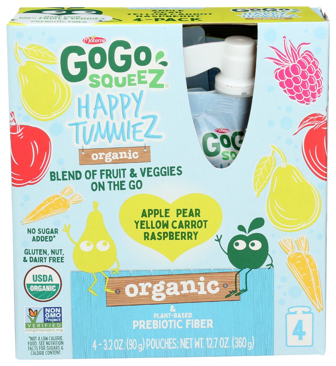 Picture of Gogo Squeez KHRM00362918 12.7 oz Happy Tummiez Ras Prebiotic Fruit Mixes - Pack of 4
