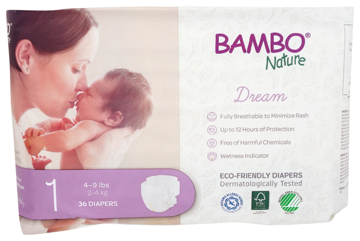 Picture of Bambo Nature KHRM00383036 Baby Diapers&#44; Size 1 - Pack of 36