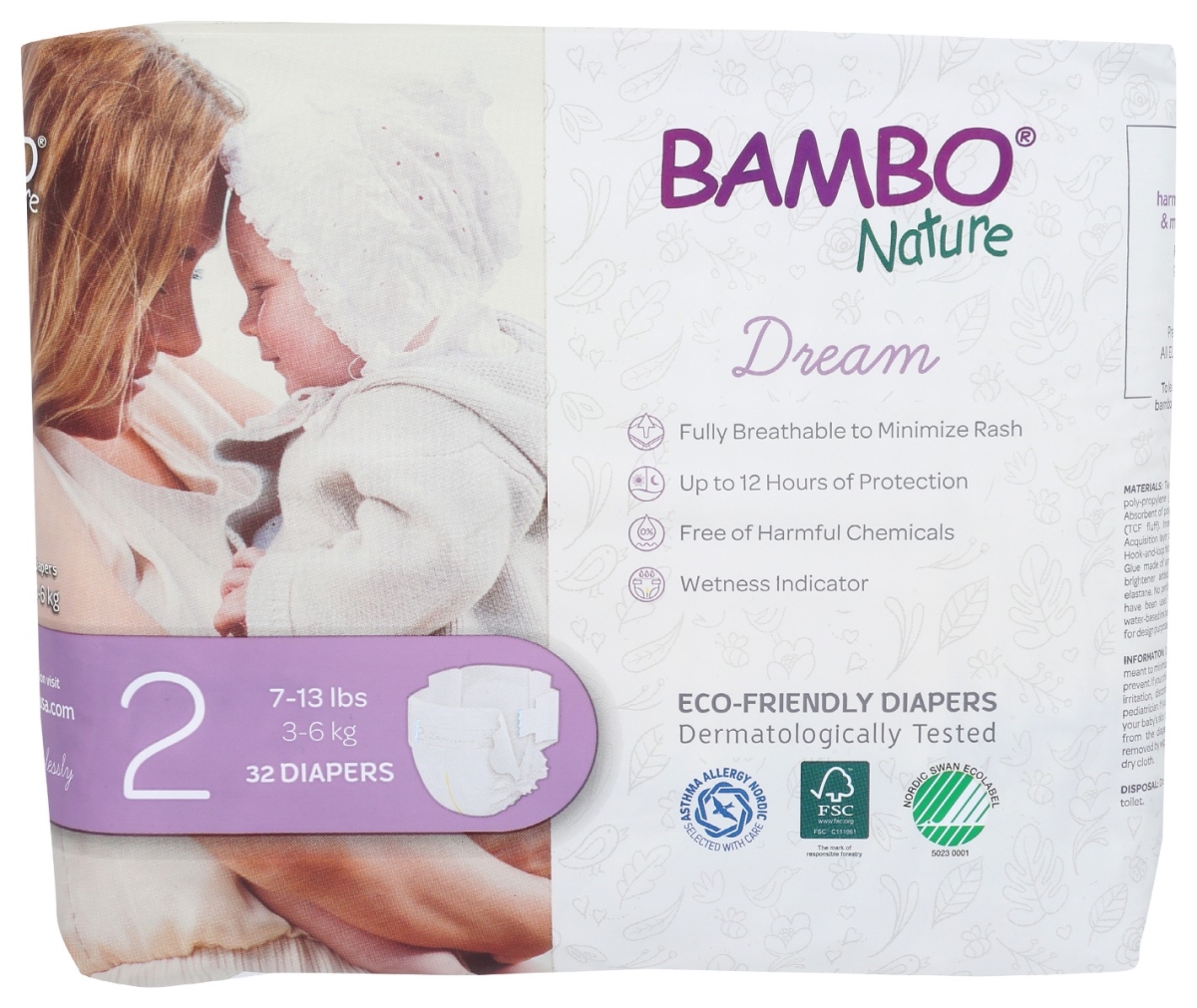 Picture of Bambo Nature KHRM00383049 Baby Diapers&#44; Size 2 - Pack of 32