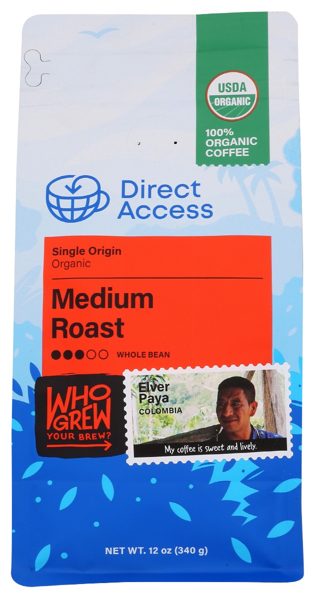 Picture of Direct Access KHCH00388797 12 oz Whole Bean Medium Organic Coffee