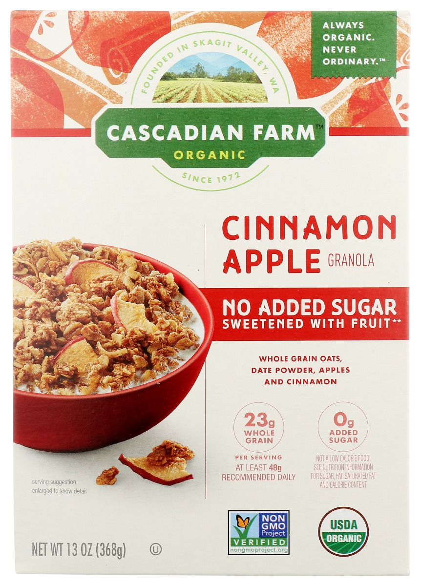 Picture of Cascadian Farm KHRM00352143 13 oz Granola No Added Sugar Cinnamon Apple