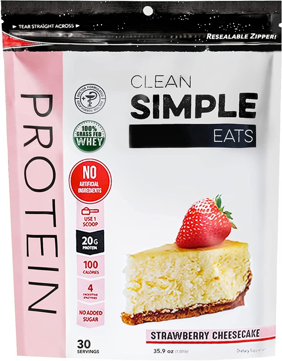 Picture of Clean Simple Eats KHCH00394469 36 oz Strawberry Protein Powder