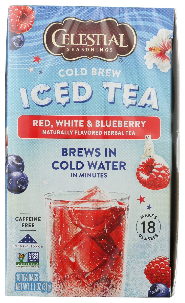 Picture of Celestial Seasonings KHCH00377910 Cold Brew Red White Blueberry Tea&#44; 18 Tea Bags