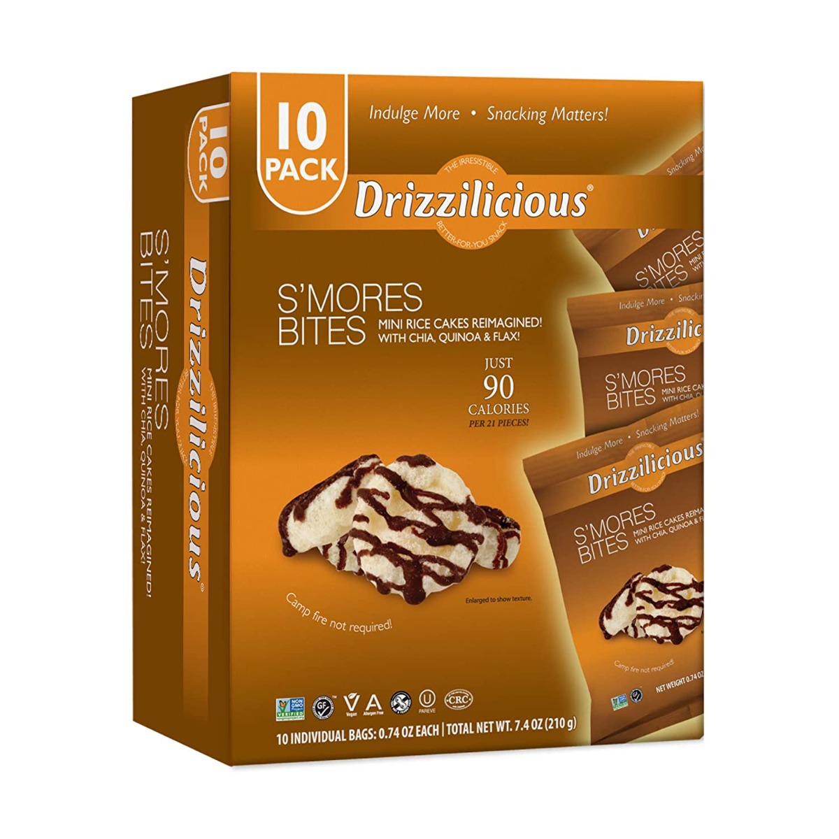Picture of Drizzilicious KHRM00353940 0.74 oz Smores Rice Crisps, Pack of 10