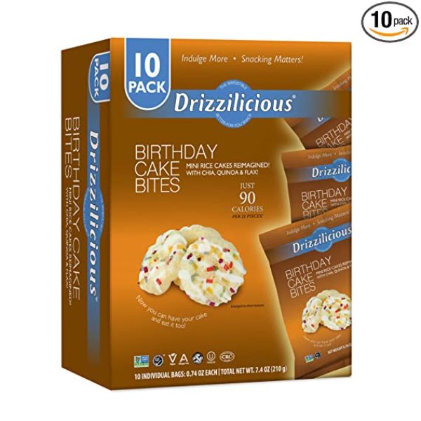 Picture of Drizzilicious KHRM00353941 0.74 oz Birthday Cake Rice Crisps, Pack of 10