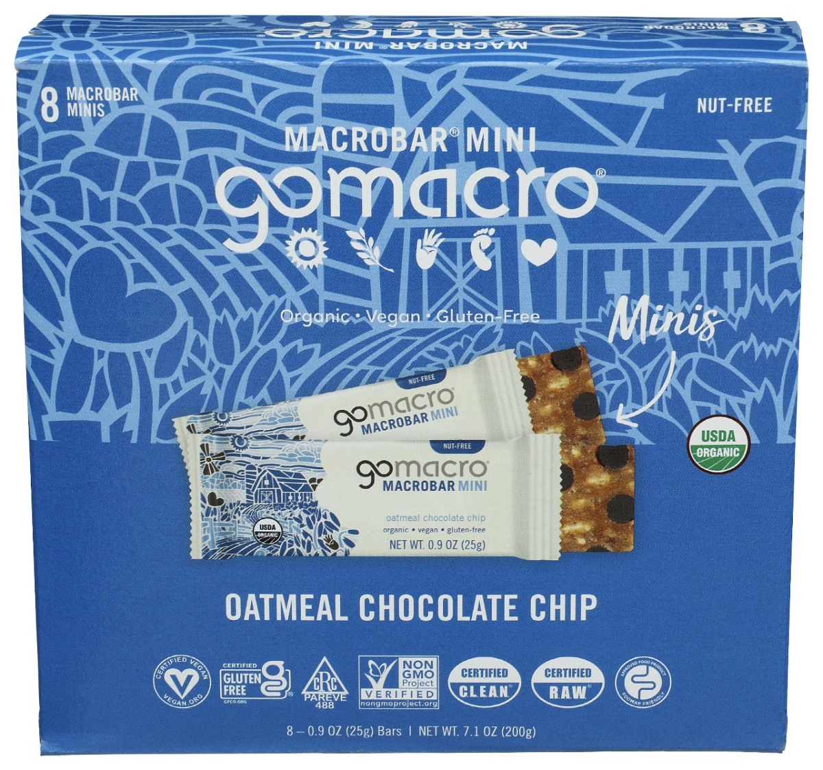 Picture of Gomacro KHCH00393051 7.1 oz Oatmeal Chocolate Chip Mini Protein Bar, Pack of 8