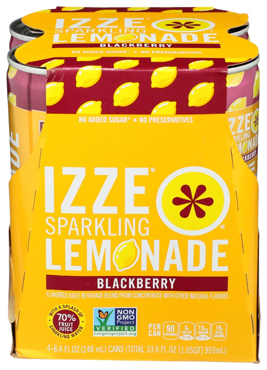 Picture of Izze Beverage KHRM00360774 33.6 fl oz Sparkling Lemonade Blackberry Juice - Pack of 4