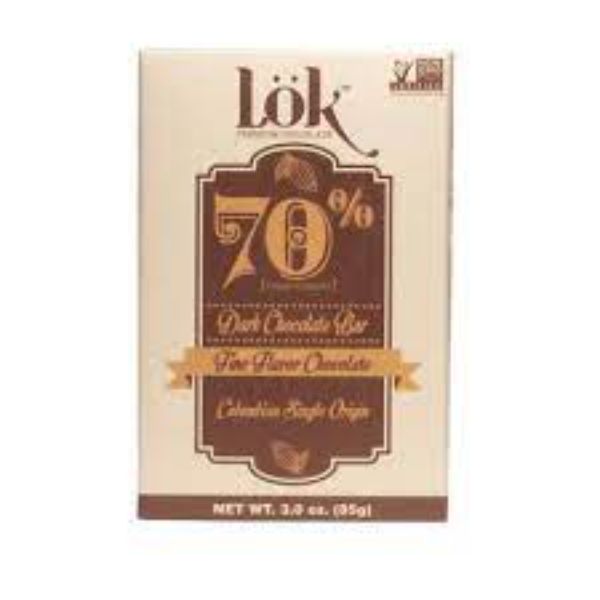 Picture of Lok Foods KHCH00388827 3 oz 70 Percent Cacao Dark Chocolate Bar