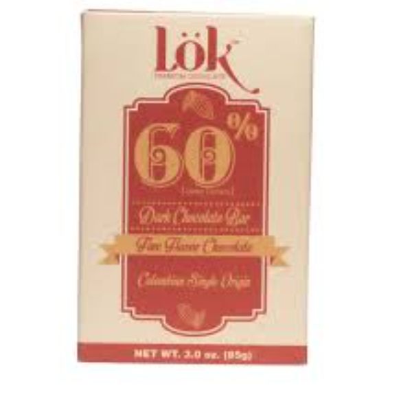 Picture of Lok Foods KHCH00388835 3 oz 60 Percent Cacao Dark Chocolate Bar