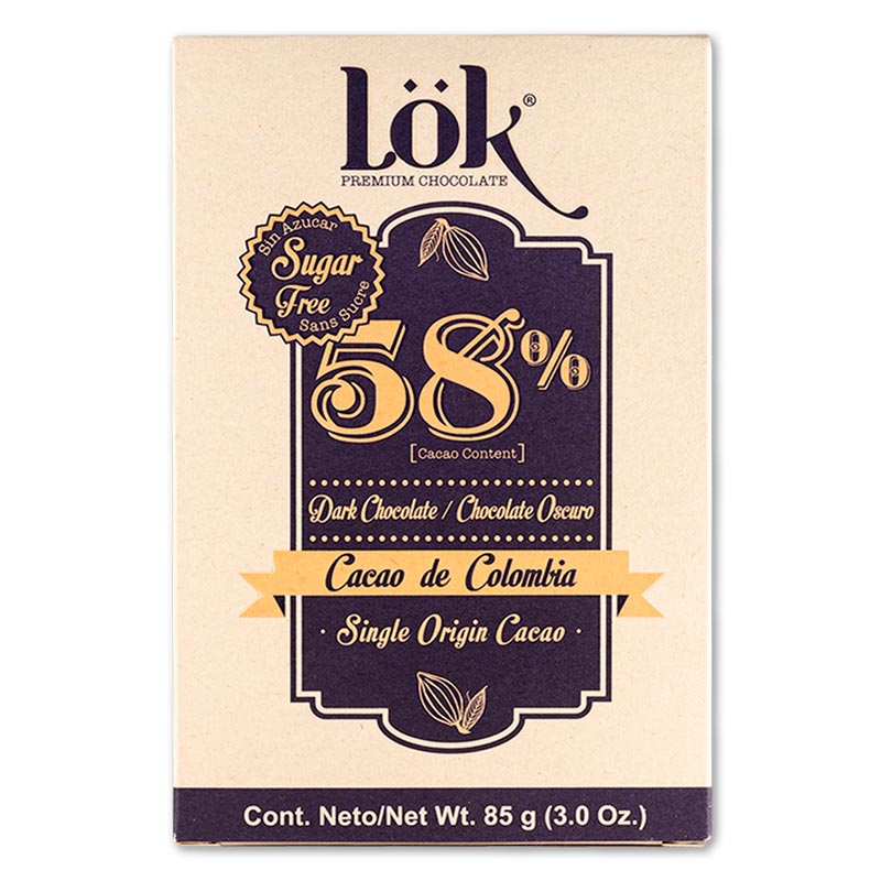 Picture of Lok Foods KHCH00388876 3 oz 58 Percent Cacao Dark Chocolate Bar