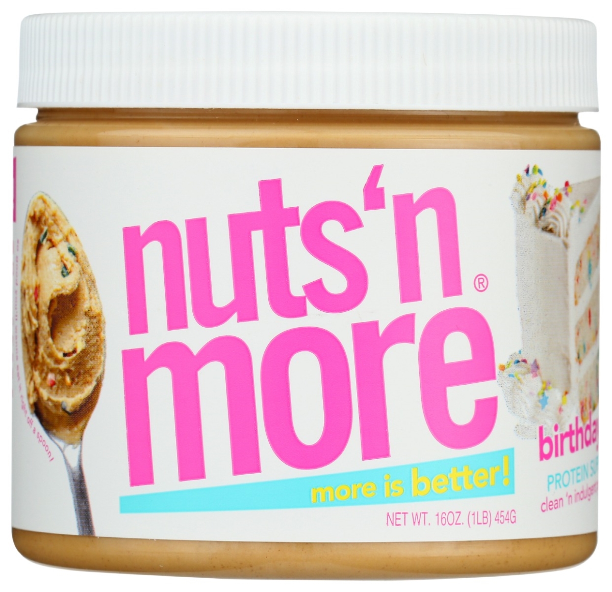 Picture of Nuts N More KHRM00347884 16.3 oz High Protein Peanut Butter Spread Birthday Cake