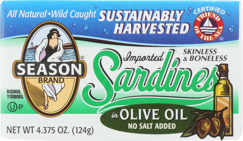 Picture of Season Brand KHLV00088033 4.375 oz Olive Oil No Salt Added Skinless & Boneless Sardines
