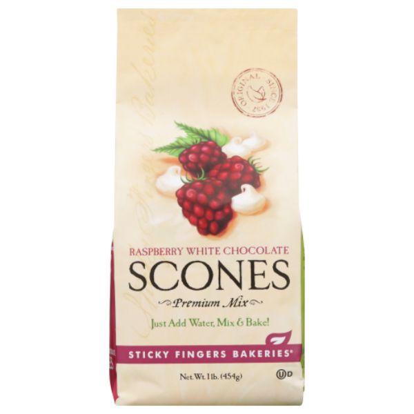 Picture of Sticky Fingers Bakeries KHRM00281398 16 oz Raspberry White Chocolate Scones