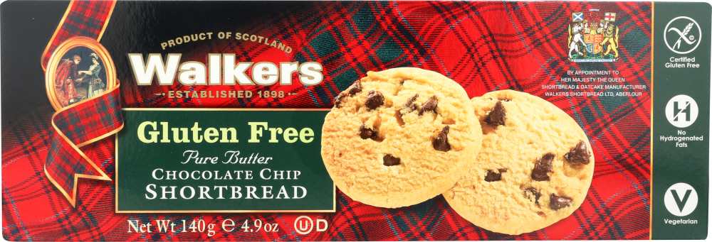 Picture of Walkers KHLV00252713 4.9 oz Gluten Free Chocolate Chip Shortbread