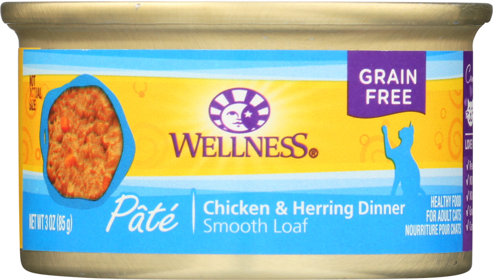 Picture of Wellness KHLV01374214 3 oz Adult Chicken & Herring Canned Cat Food