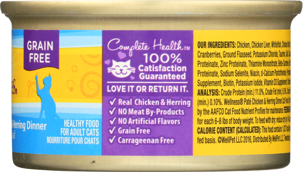 Picture of Wellness KHLV01374214 3 oz Adult Chicken & Herring Canned Cat Food