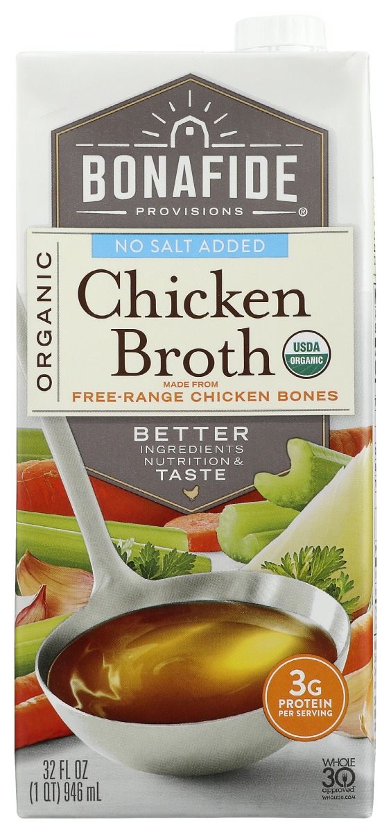 Picture of Bonafide KHRM00385168 32 fl oz No Salt Organic Chicken Broth