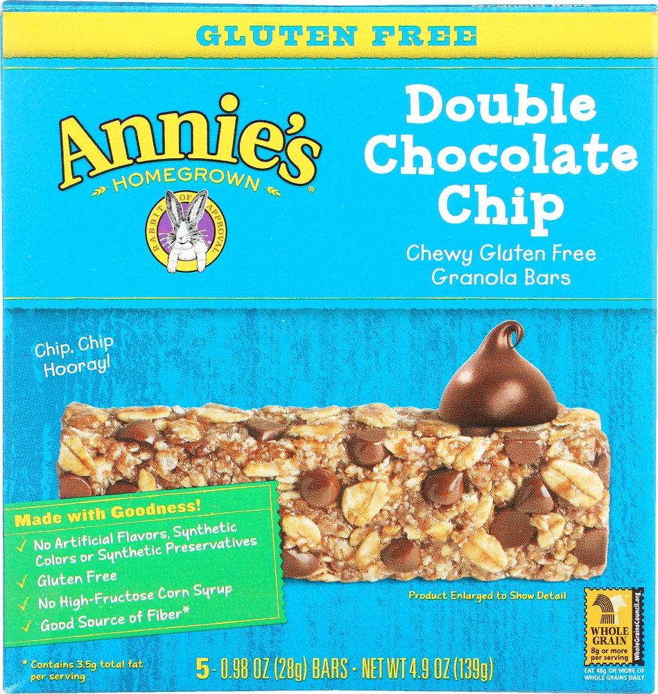 Picture of Annies Homegrown KHCH00717124 4.9 oz Double Granola Bars Chocolate Chip