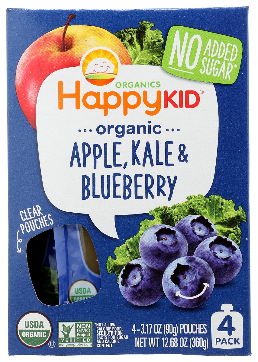 Picture of Happy Kid KHRM00269770 12.68 oz Apple Kale Blueberry Pouches Baby Food - Pack of 4