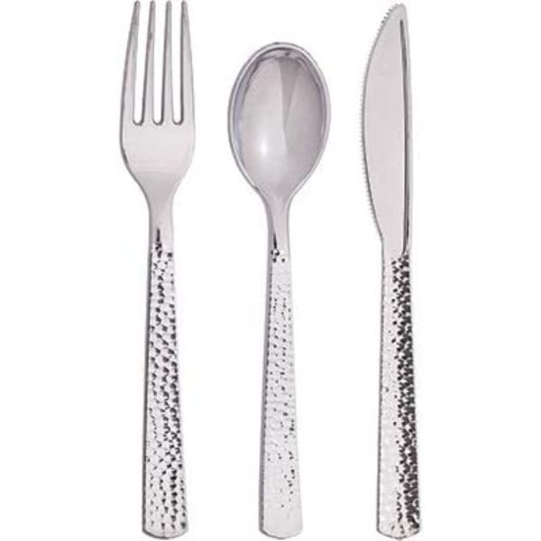 Picture of Sensations KHLV00354640 Metallic Assorted Plastic Cutlery - Pack of 24