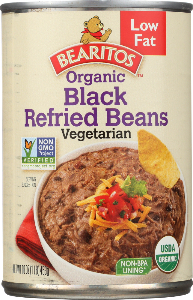 Picture of Bearitos KHFM00083857 16 oz Little Bear Bearitos Organic Refried Black Beans Vegetarian